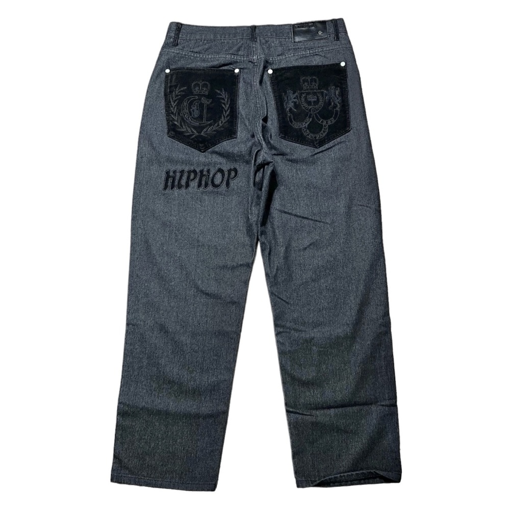 Game Time Jeans Hip Hop Life Baggy Streetwear Denim Size 36x29 Velvet Embroidery